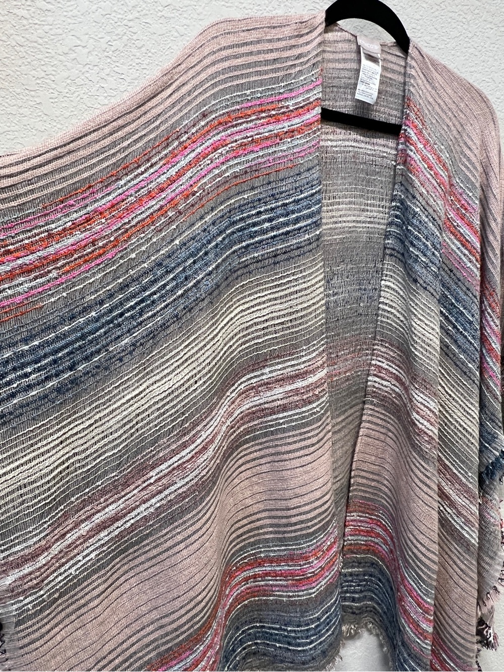 Chico's Multi-Color Metallic Striped Kimono Wrap Poncho One Size - Picture 5 of 13